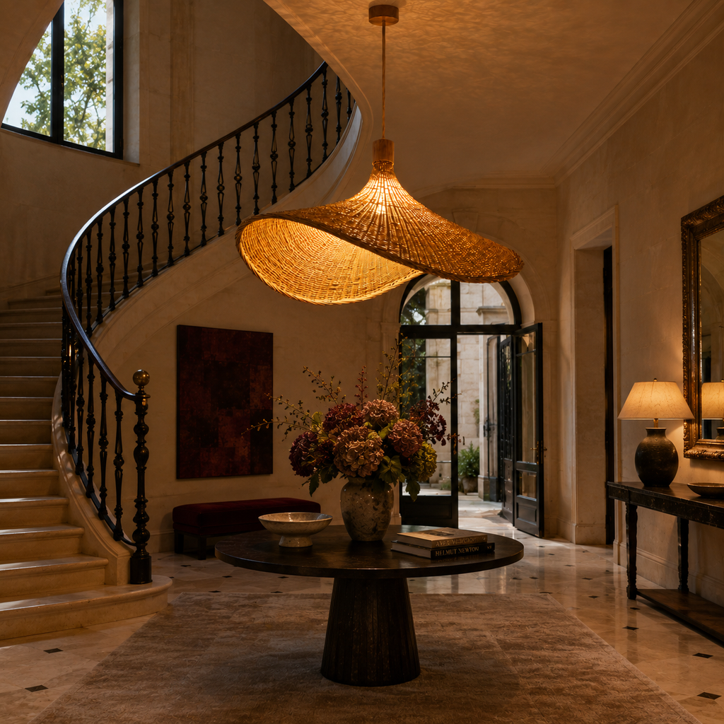 Butterfly Bamboo Pendant Light - Hand-Woven Rattan - 50cm