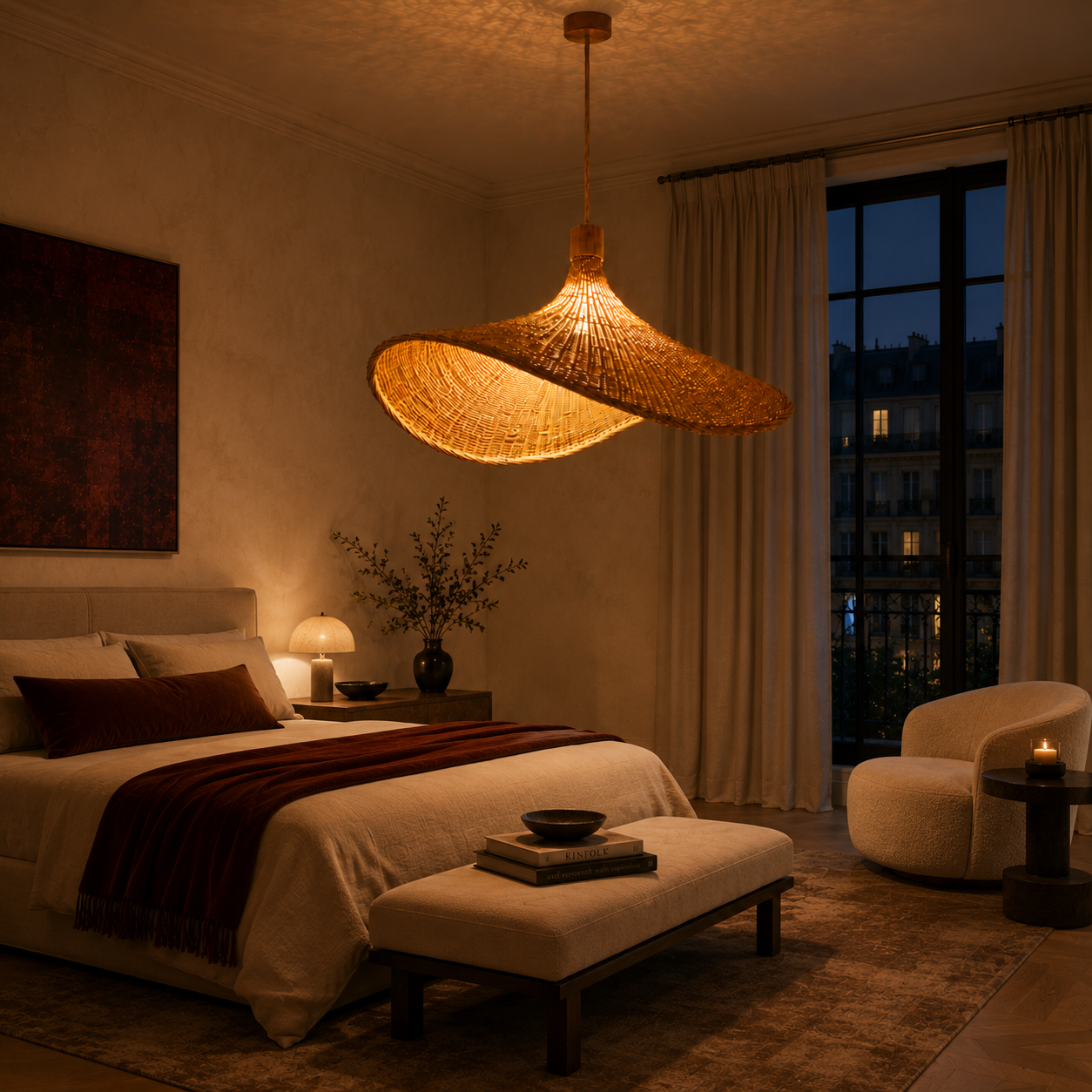 Butterfly Bamboo Pendant Light - Hand-Woven Rattan - 50cm