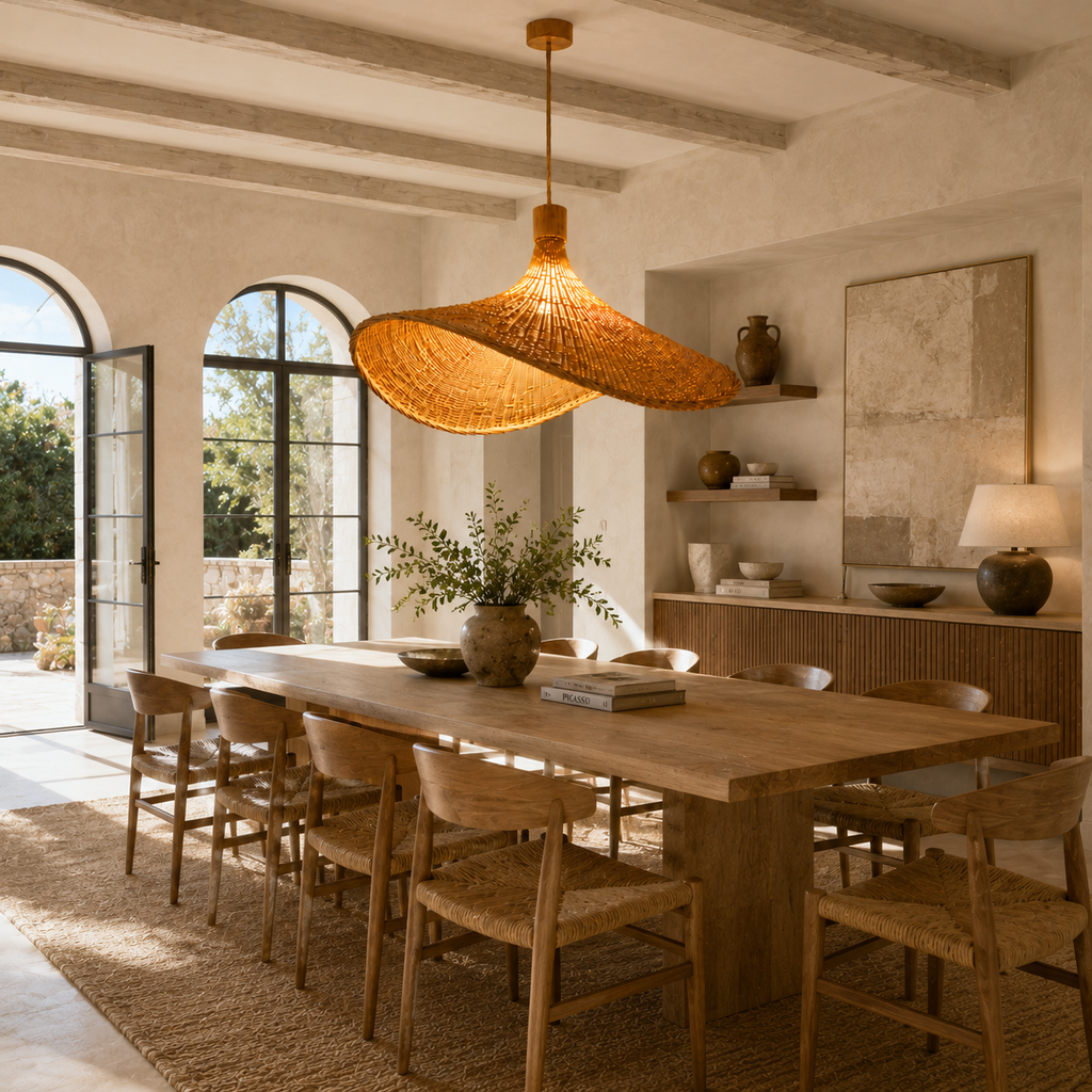 Butterfly Bamboo Pendant Light - Hand-Woven Rattan - 50cm
