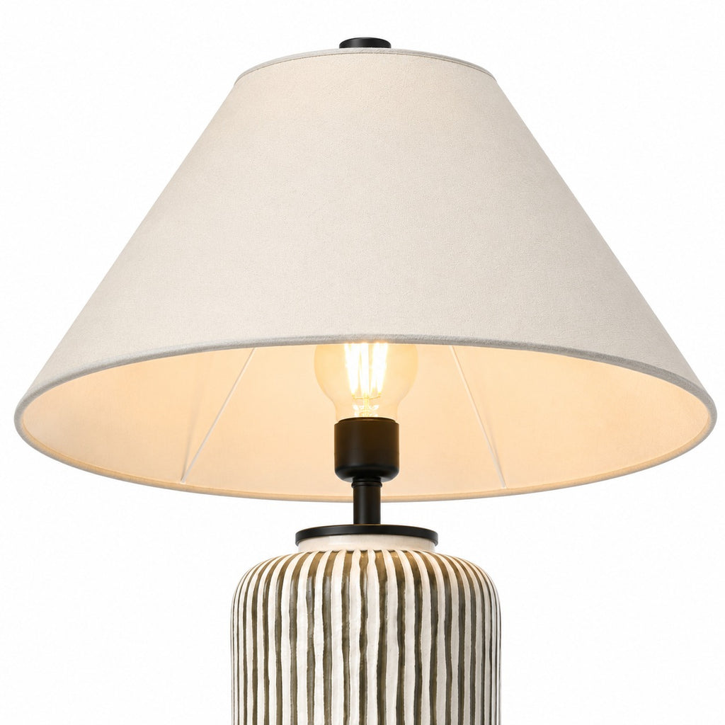 Ceramic Table Lamp - Ribbed Living Room Lamp