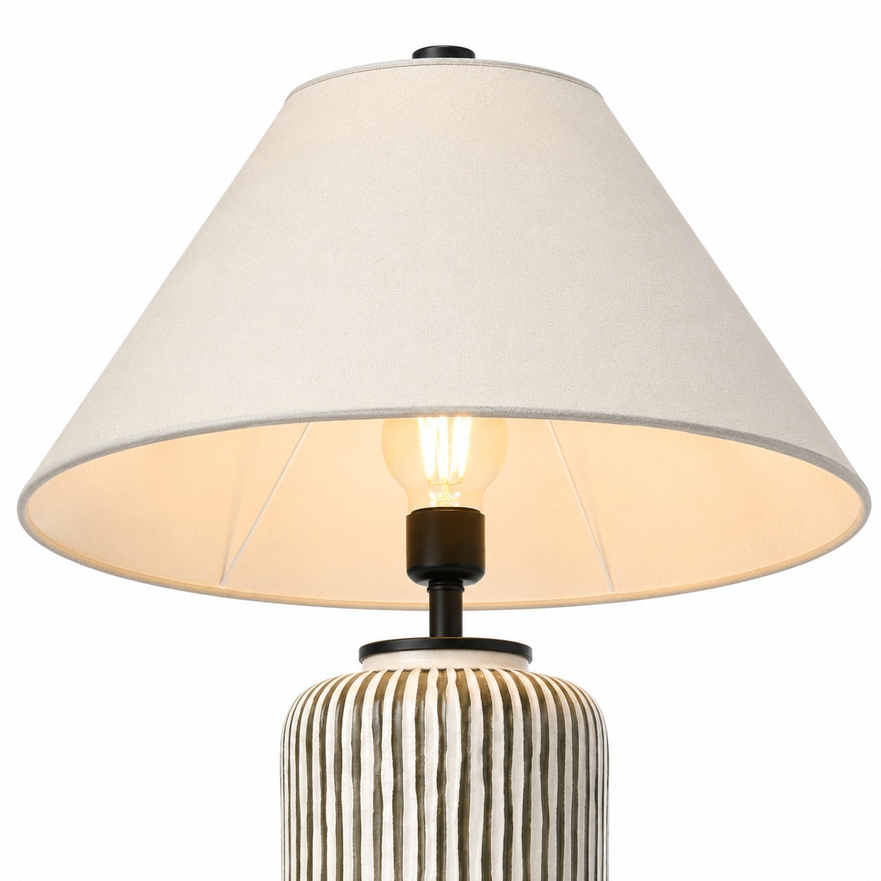 Ceramic Table Lamp - Ribbed Living Room Lamp