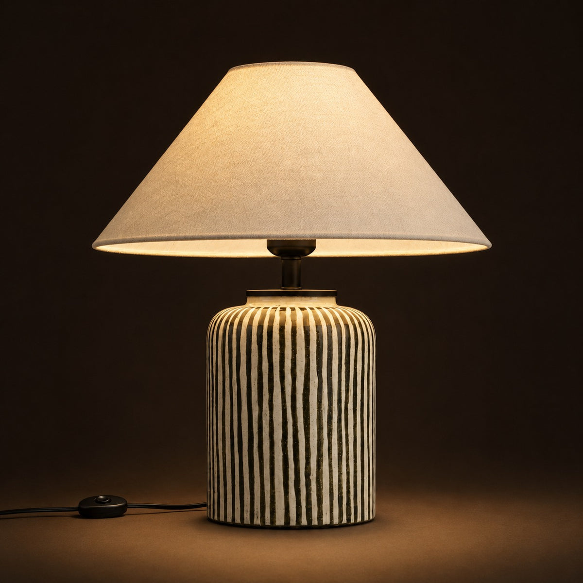 Ceramic Table Lamp - Ribbed Living Room Lamp