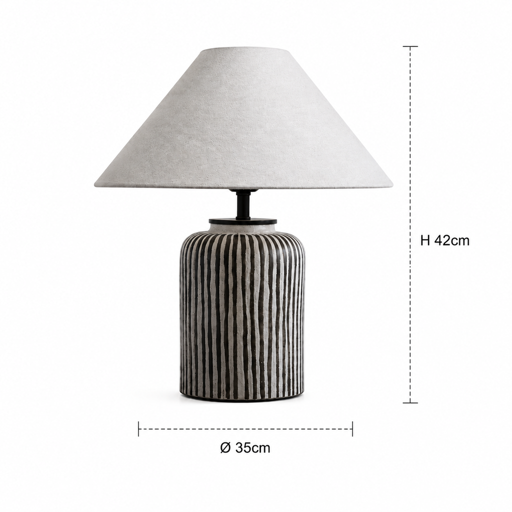 Ceramic Table Lamp - Ribbed Living Room Lamp