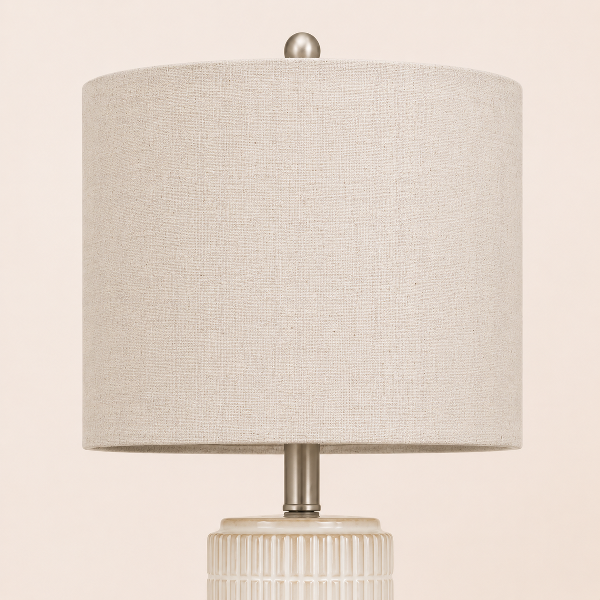 Set of 2 Ceramic Table Lamp - White Minimalist Bedside Lamp