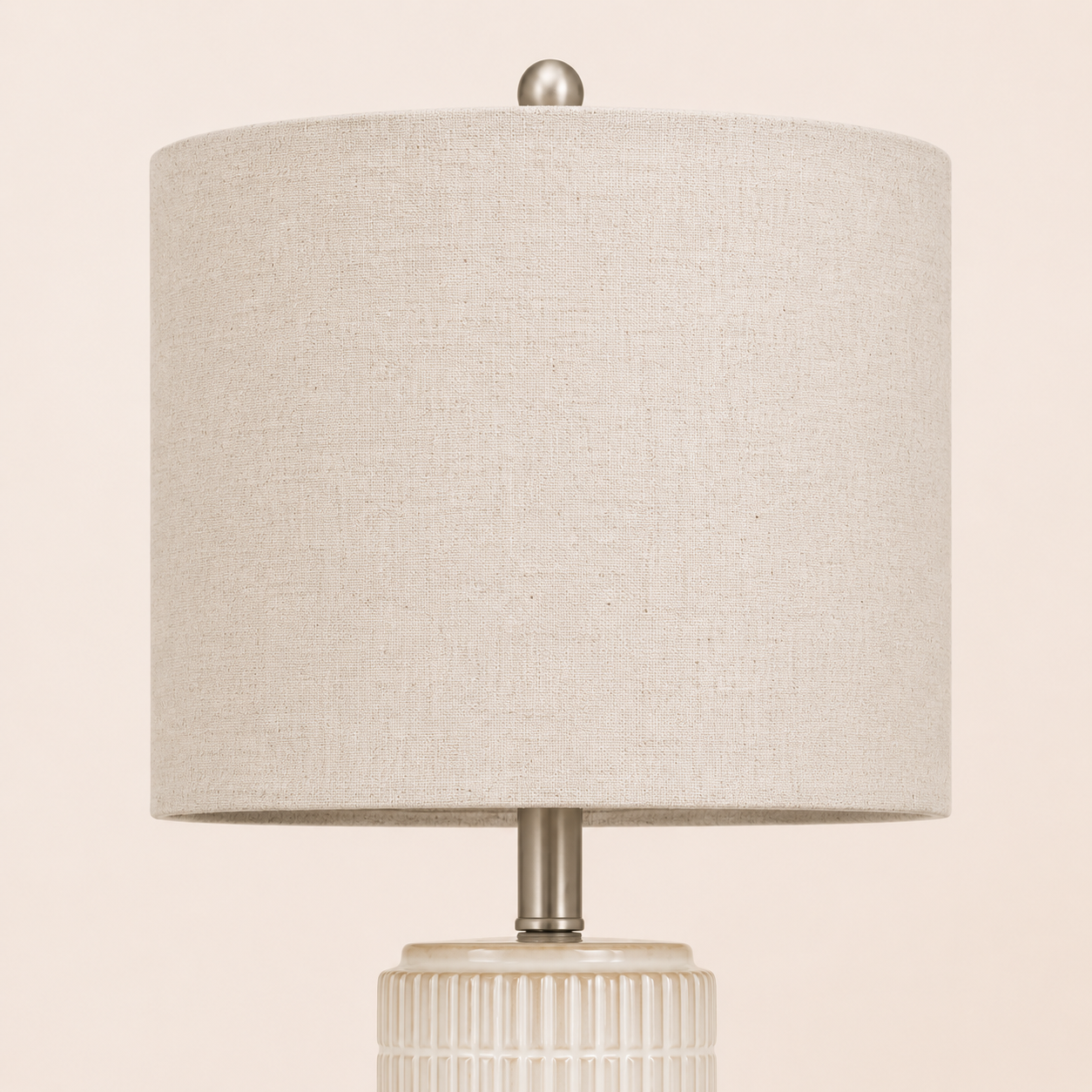 Set of 2 Ceramic Table Lamp - White Minimalist Bedside Lamp