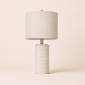 Set of 2 Ceramic Table Lamp - White Minimalist Bedside Lamp