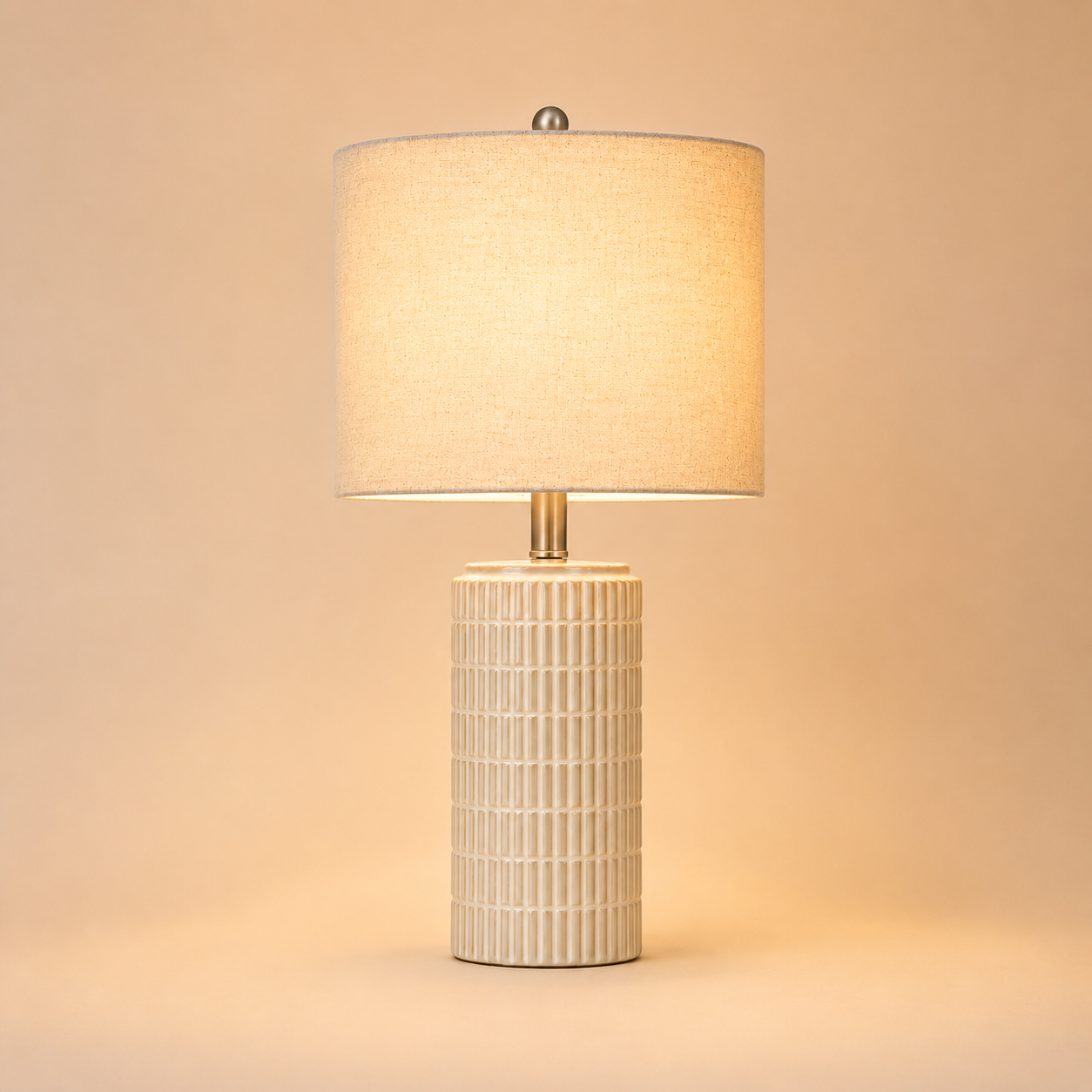 Set of 2 Ceramic Table Lamp - White Minimalist Bedside Lamp