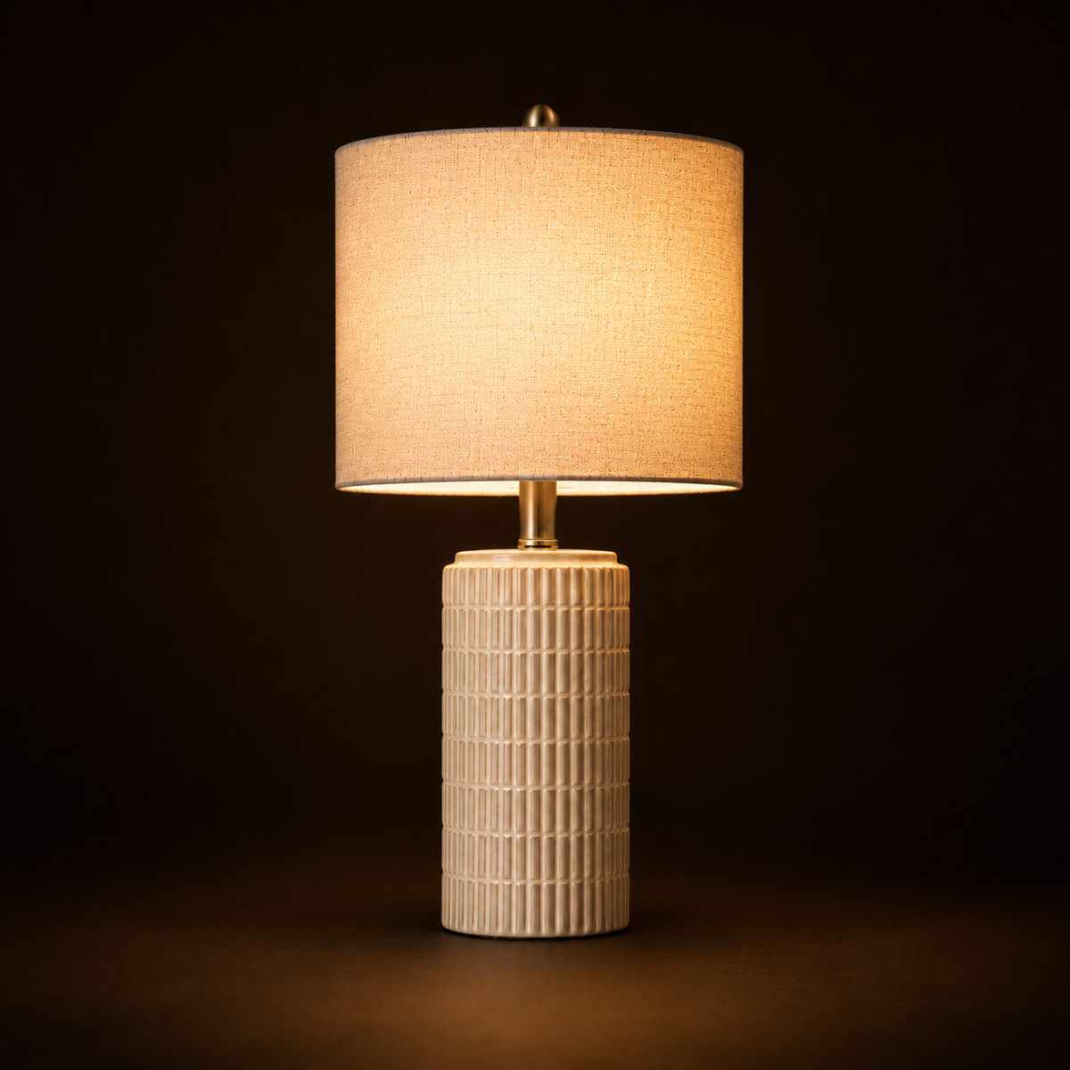 Set of 2 Ceramic Table Lamp - White Minimalist Bedside Lamp