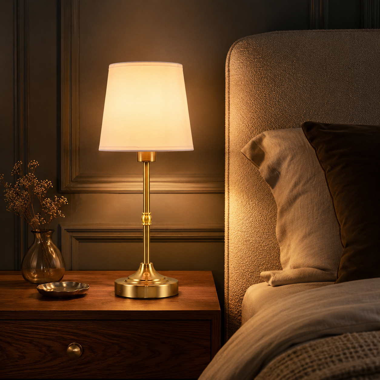 Cordless Table Lamp - Rechargeable Dimmable Fabric Touch Lamp
