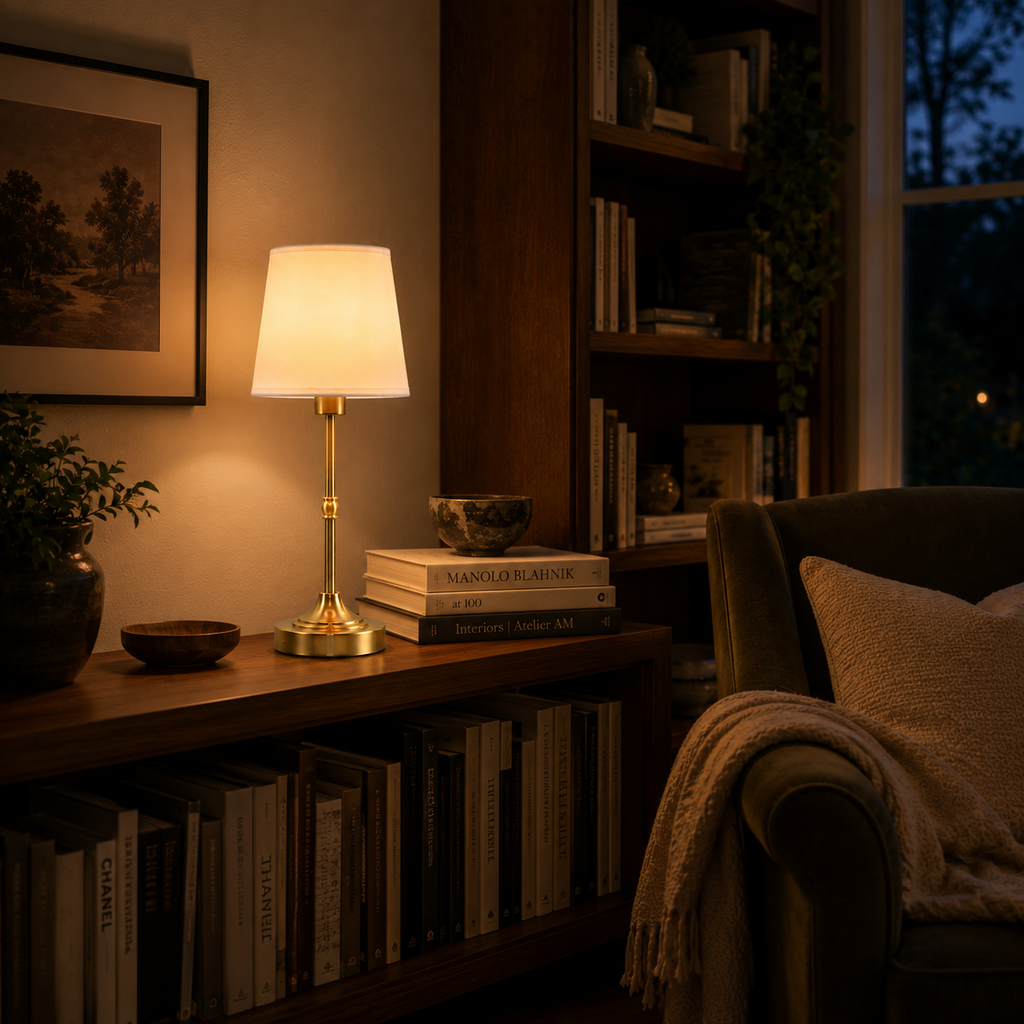 Cordless Table Lamp - Rechargeable Dimmable Fabric Touch Lamp