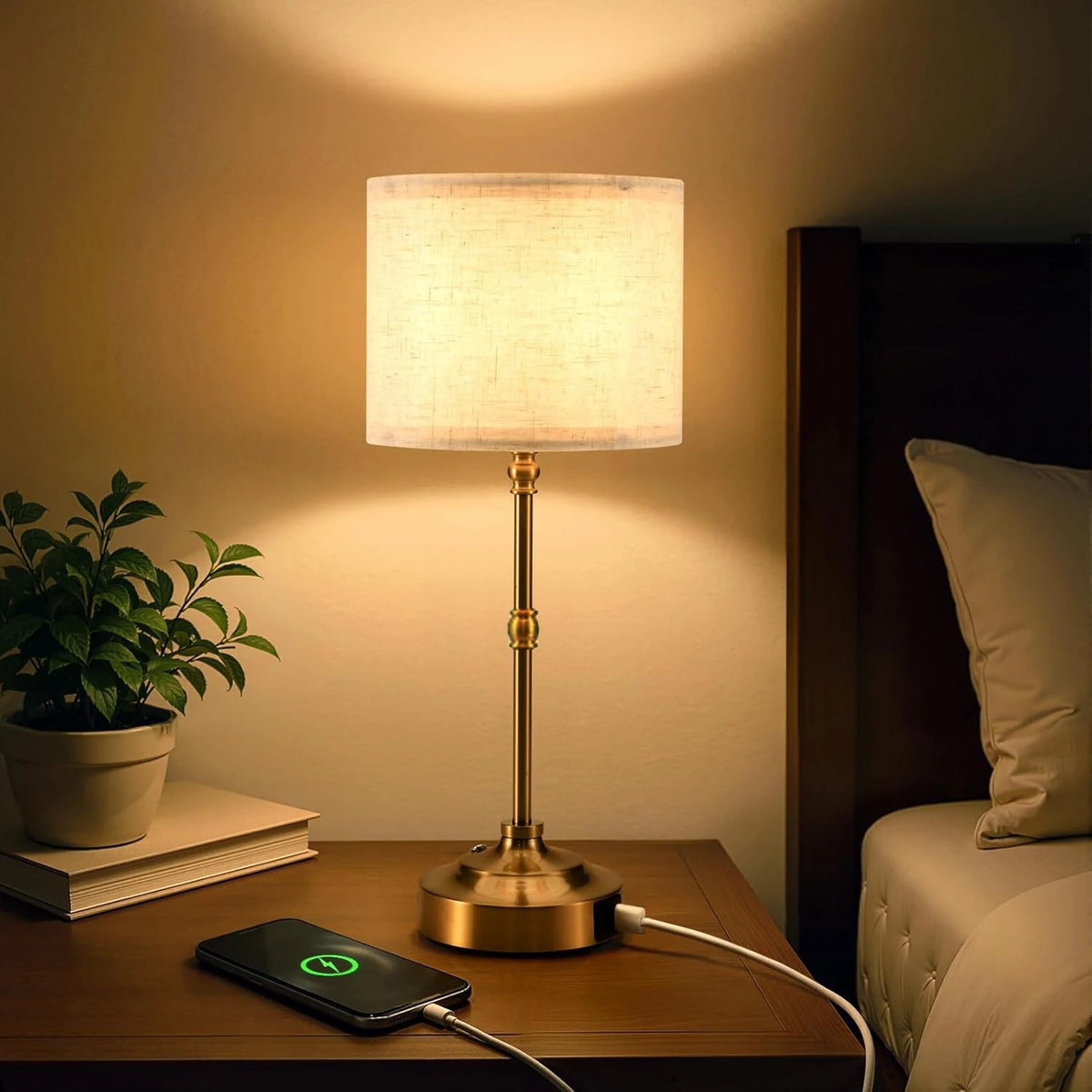 Cordless Table Lamp - Rechargeable Dimmable Fabric Touch Lamp