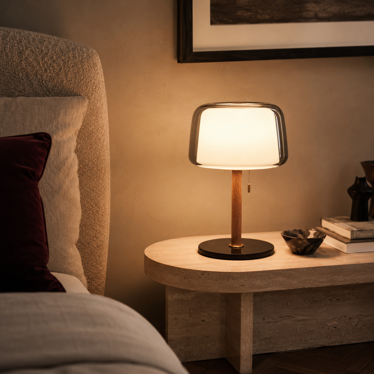Cream Table Lamp - Nordic French Bedside Lamp - 30x50cm