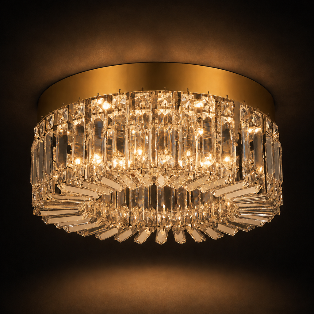Crystal Chandelier - Luxury Flush Ceiling Light