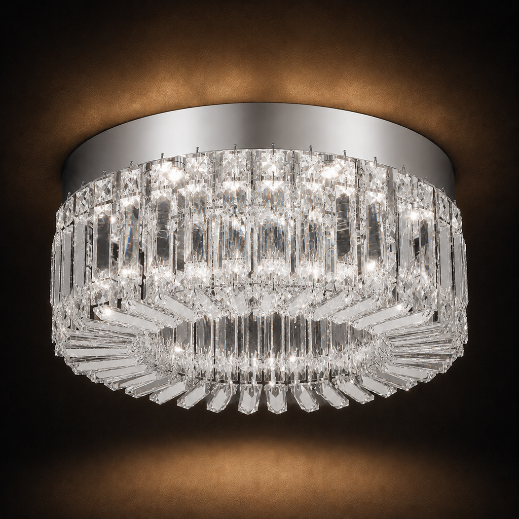 Crystal Chandelier - Luxury Flush Ceiling Light