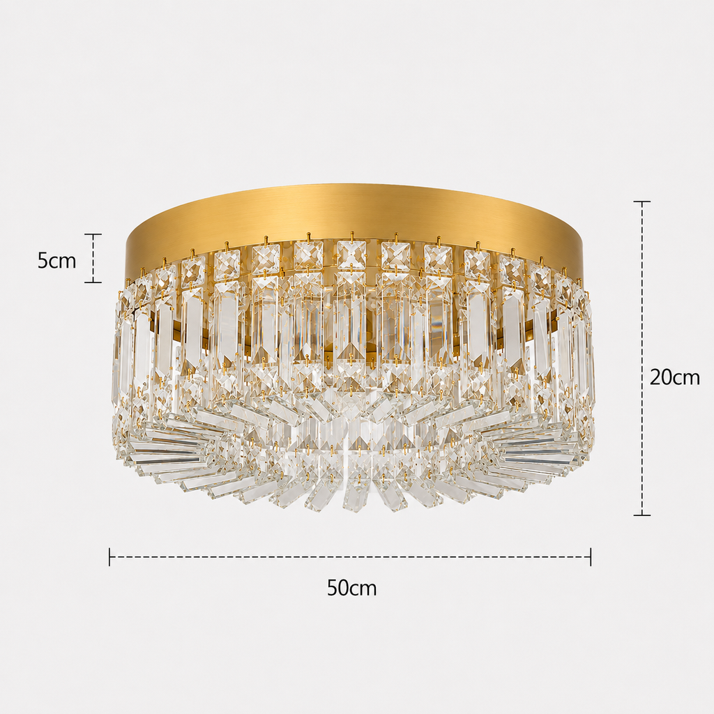 Crystal Chandelier - Luxury Flush Ceiling Light