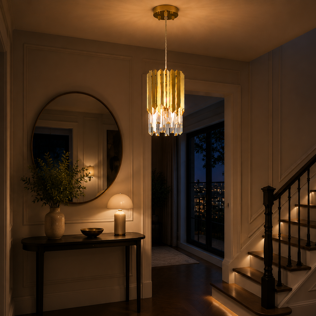 Round Crystal Chandelier - Small Dining Room Light