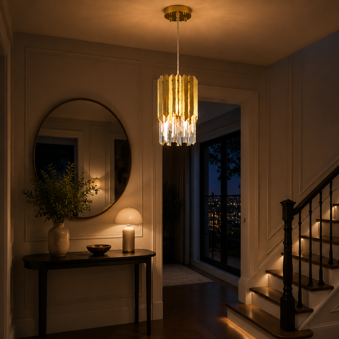 Round Crystal Chandelier - Small Dining Room Light