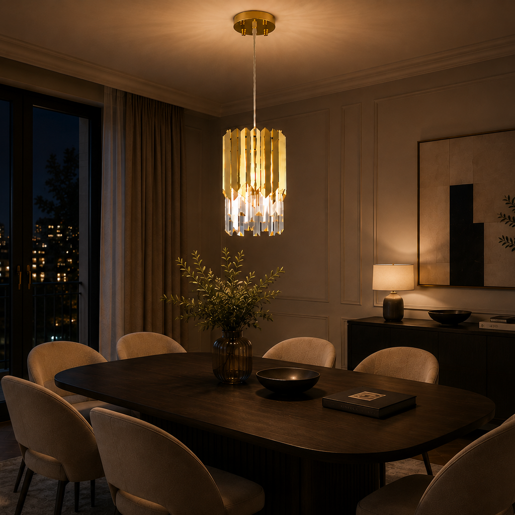 Round Crystal Chandelier - Small Dining Room Light