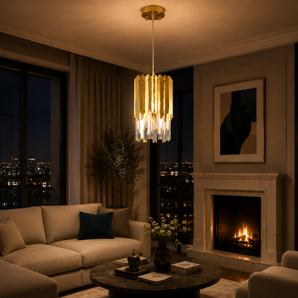 Round Crystal Chandelier - Small Dining Room Light