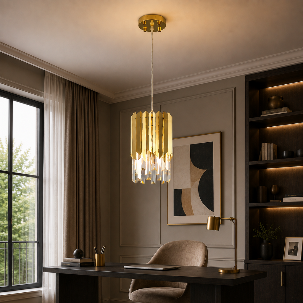Round Crystal Chandelier - Small Dining Room Light