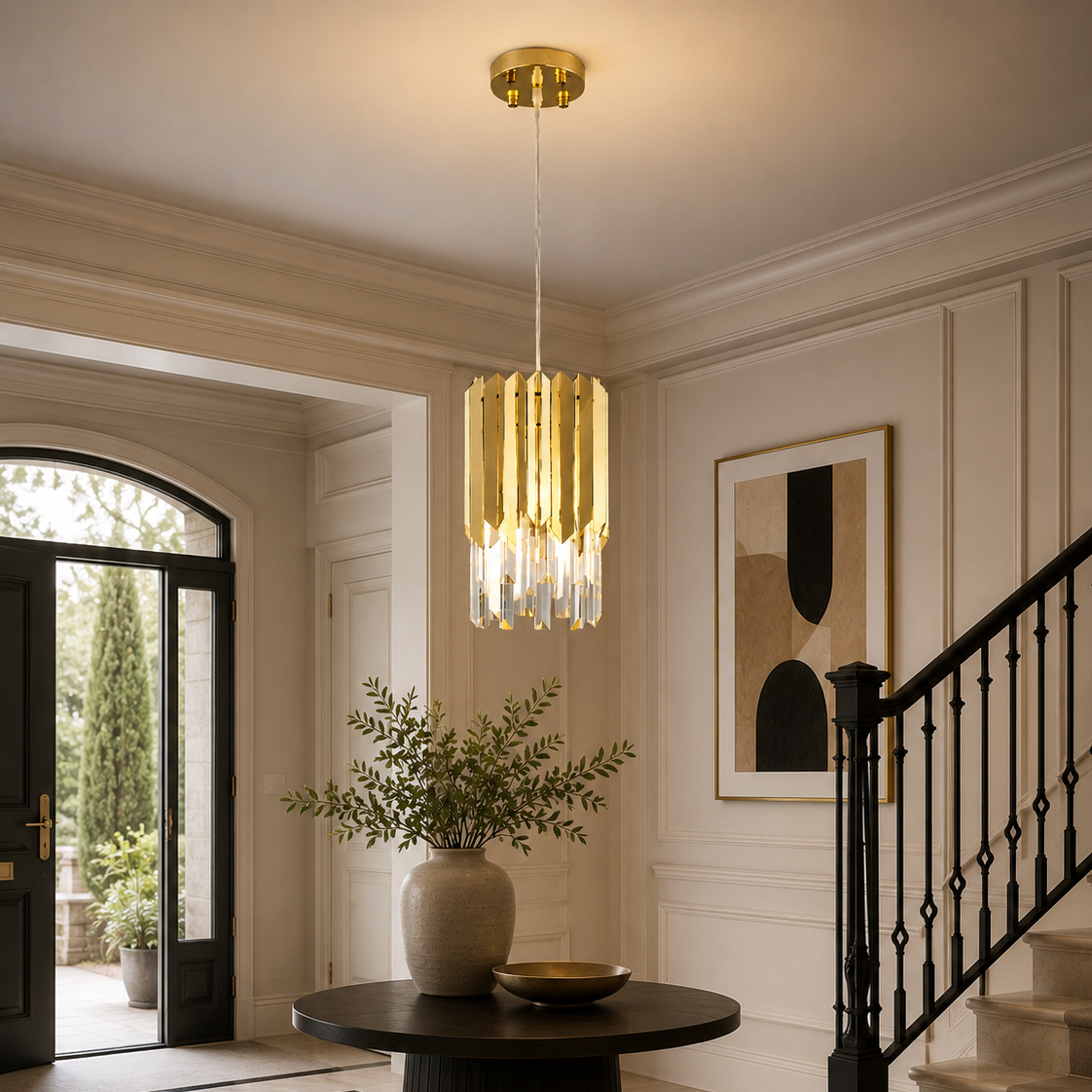 Round Crystal Chandelier - Small Dining Room Light