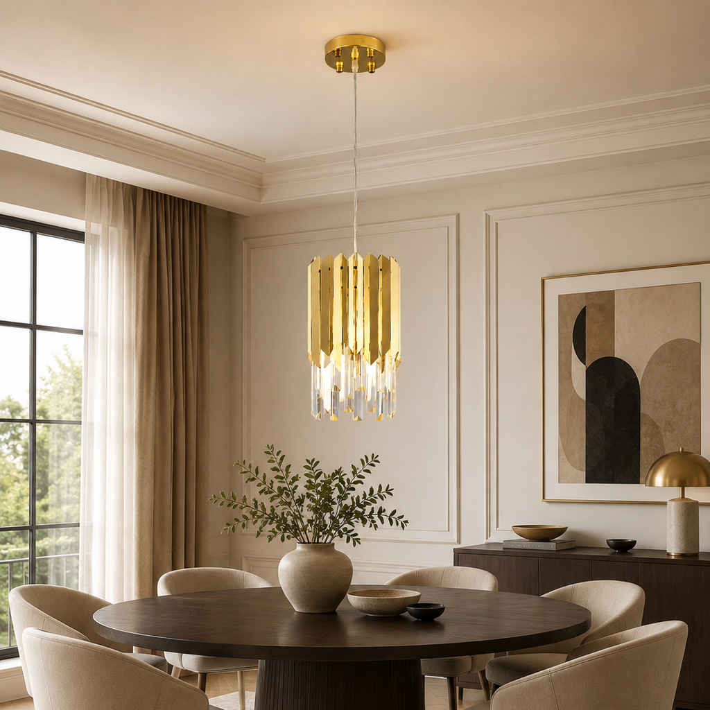 Round Crystal Chandelier - Small Dining Room Light