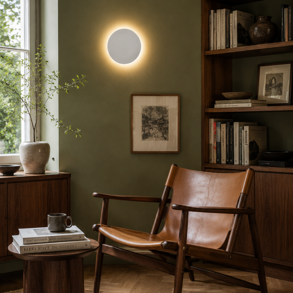Eclipse Wall Light - Round 20cm LED Bedside Sconce