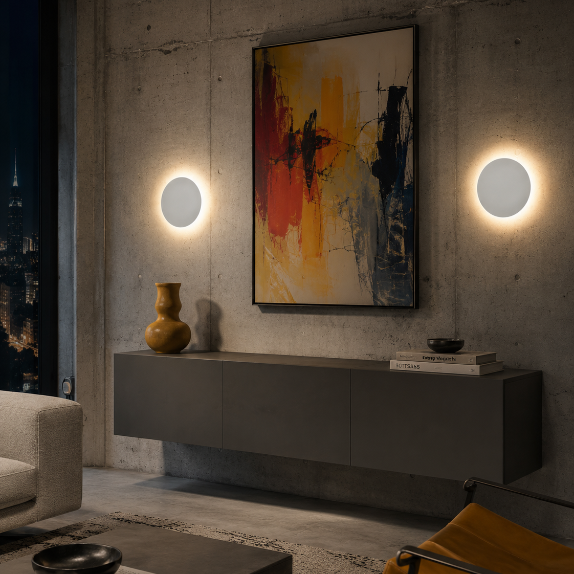 Eclipse Wall Light - Round 20cm LED Bedside Sconce