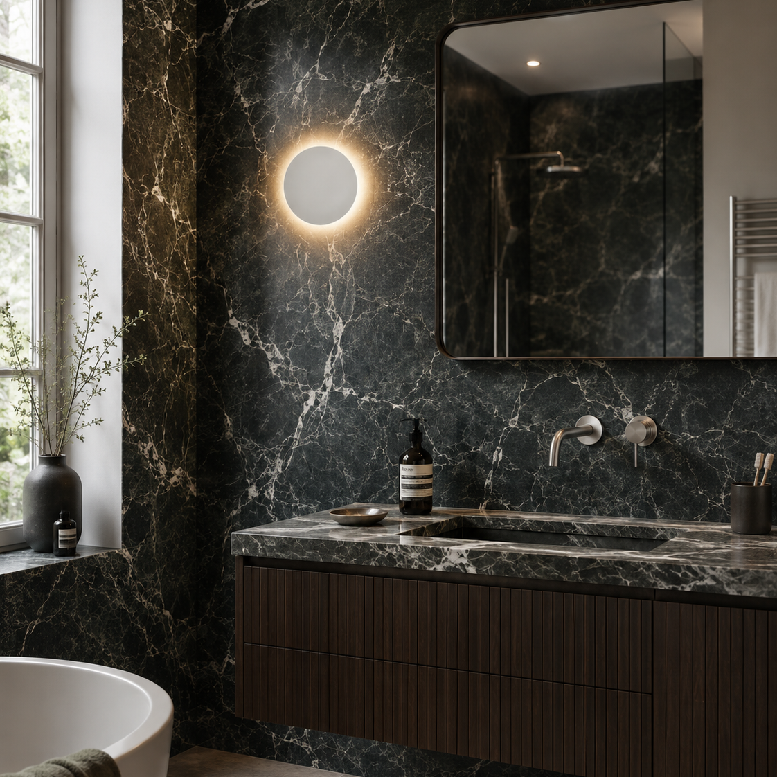 Eclipse Wall Light - Round 20cm LED Bedside Sconce