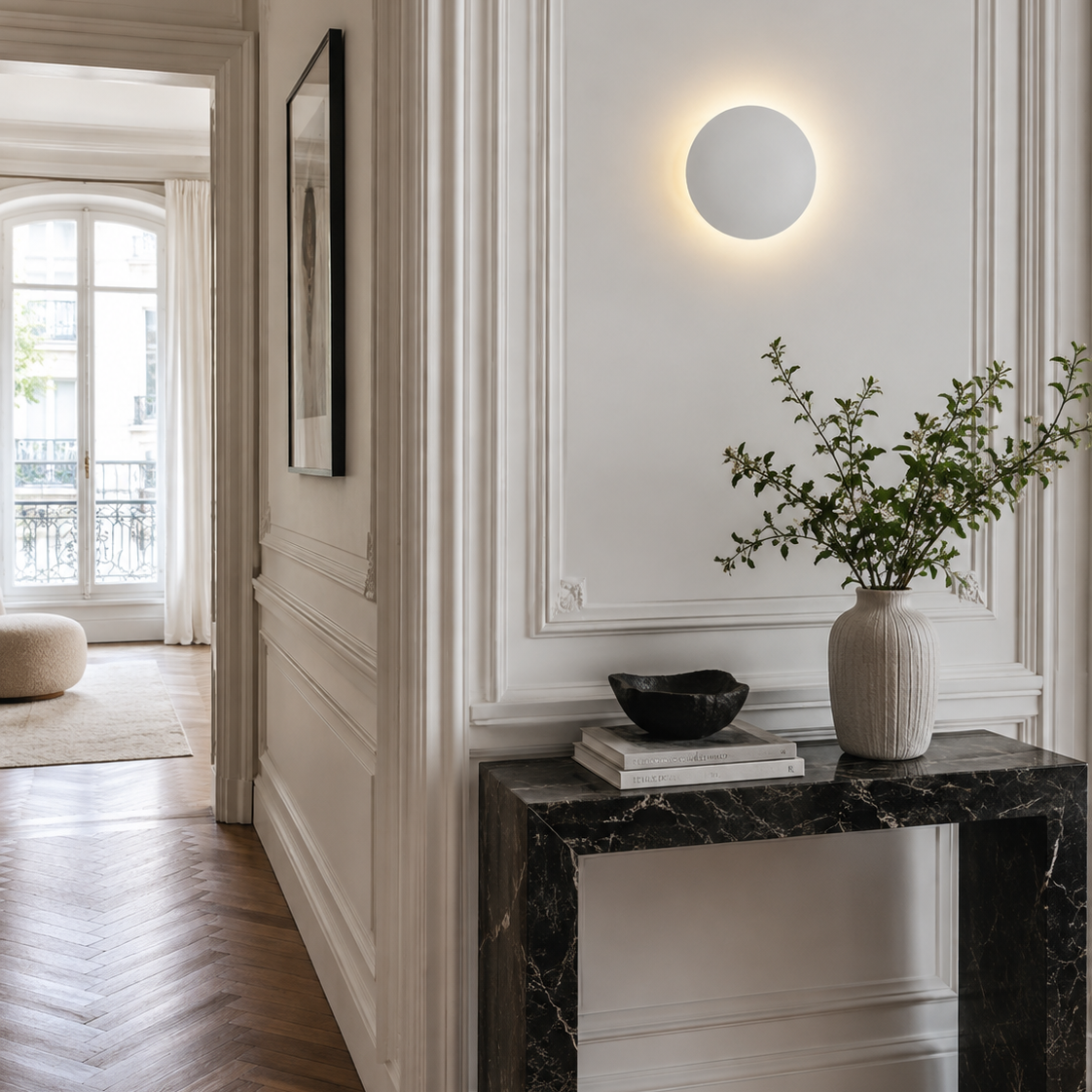 Eclipse Wall Light - Round 20cm LED Bedside Sconce