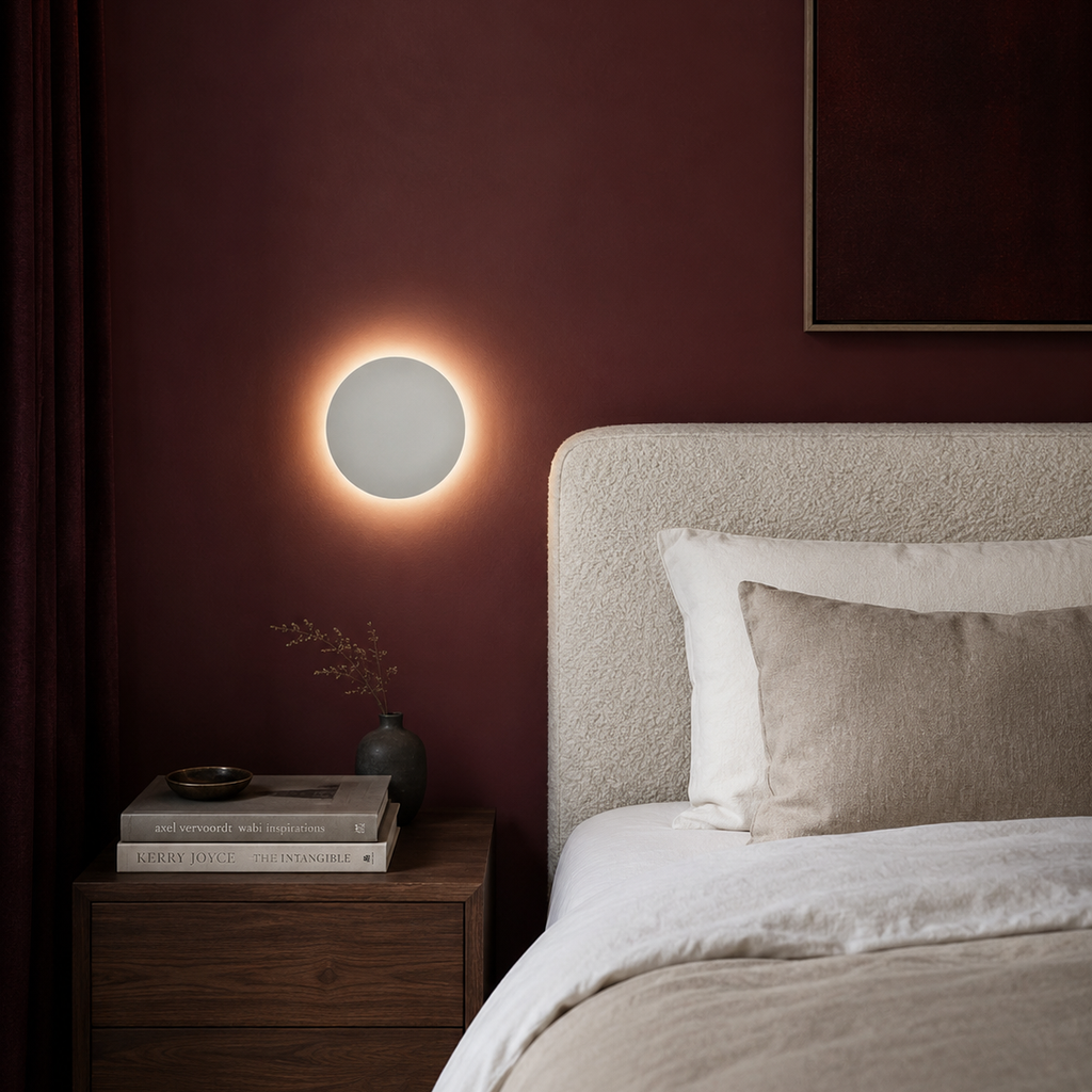 Eclipse Wall Light - Round 20cm LED Bedside Sconce