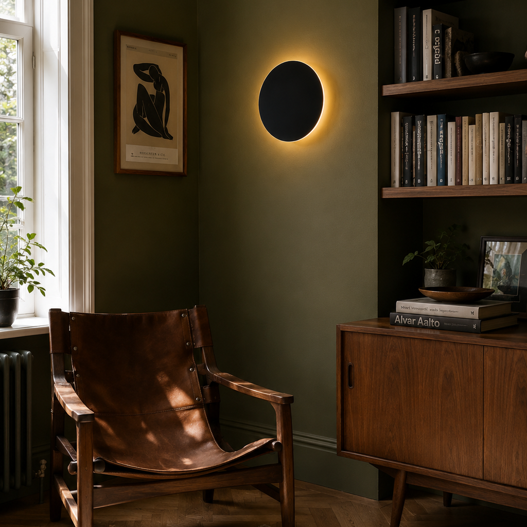Eclipse Wall Light - Round 20cm LED Bedside Sconce