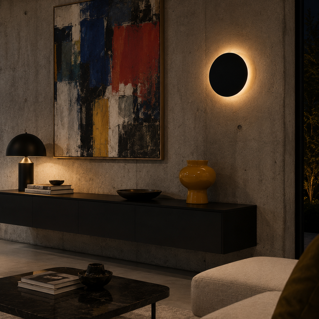 Eclipse Wall Light - Round 20cm LED Bedside Sconce