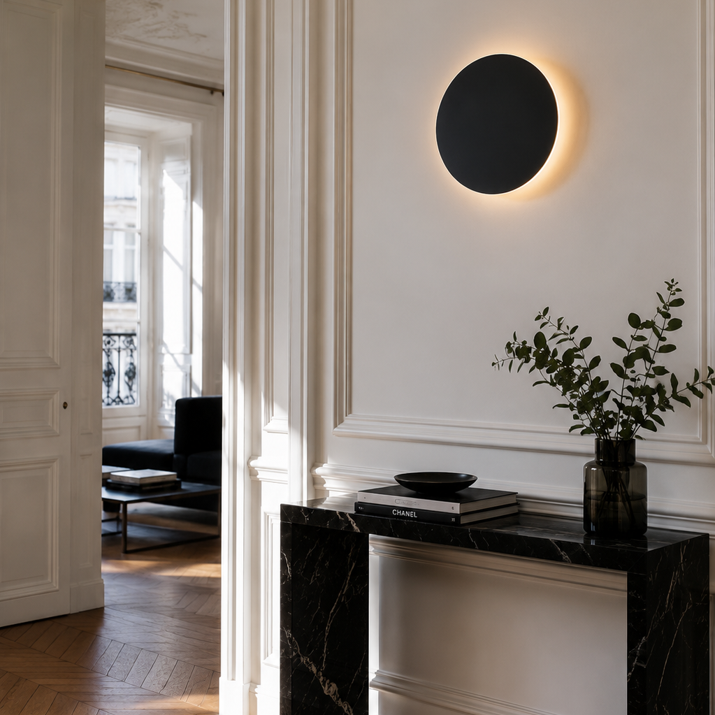 Eclipse Wall Light - Round 20cm LED Bedside Sconce