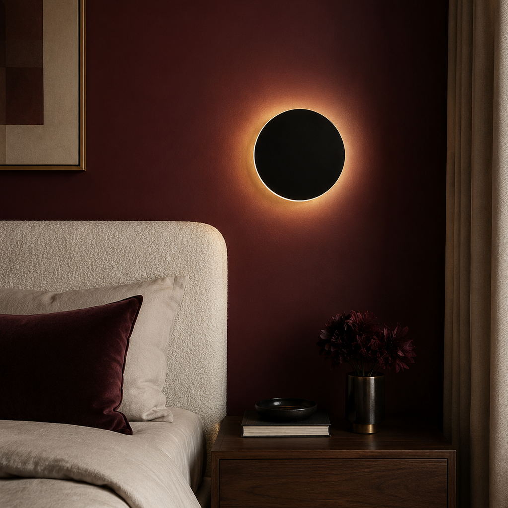 Eclipse Wall Light - Round 20cm LED Bedside Sconce