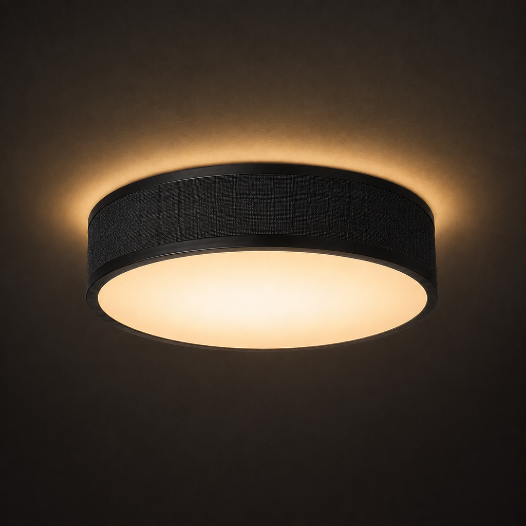 Fabric Ceiling Light - Round Drum Shade - 30cm