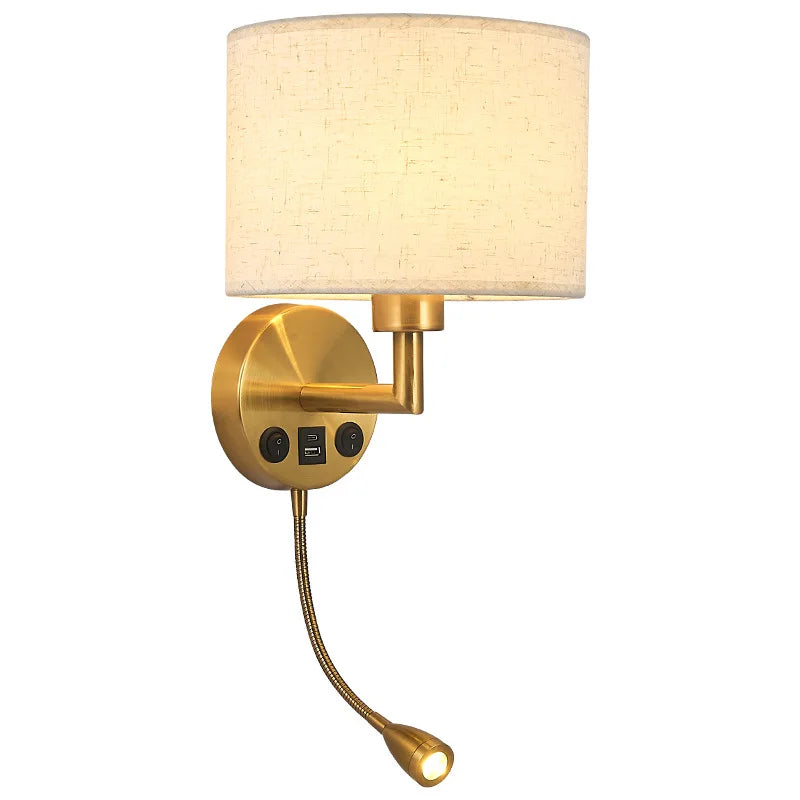 Fabric Wall Light - Adjustable Bedside Reading Sconce