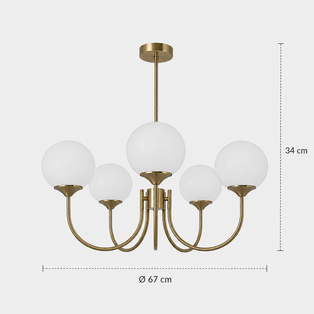 Frosted  5 glass Ball Chandelier - Nordic Pendant Light