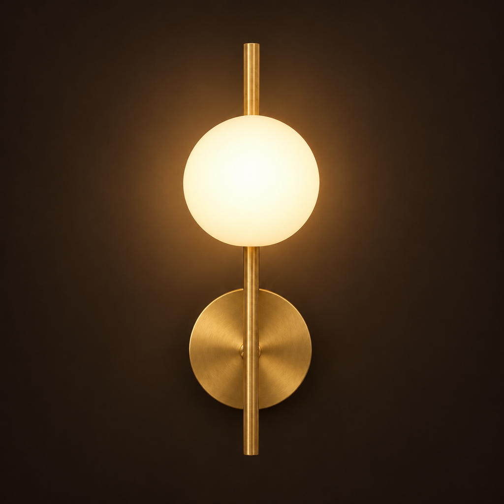 Glass Ball Wall Light - Gold Milky Bedside Sconce