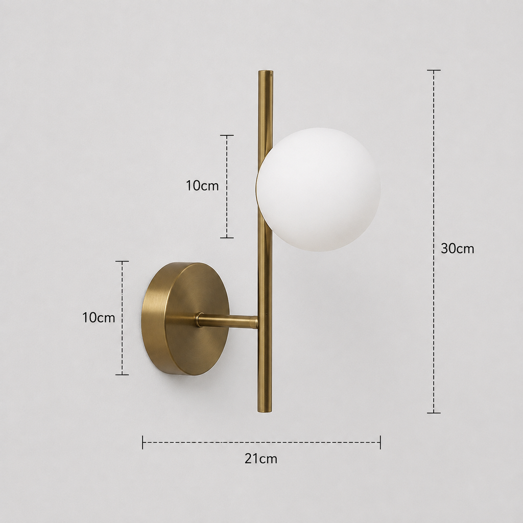 Glass Ball Wall Light - Gold Milky Bedside Sconce