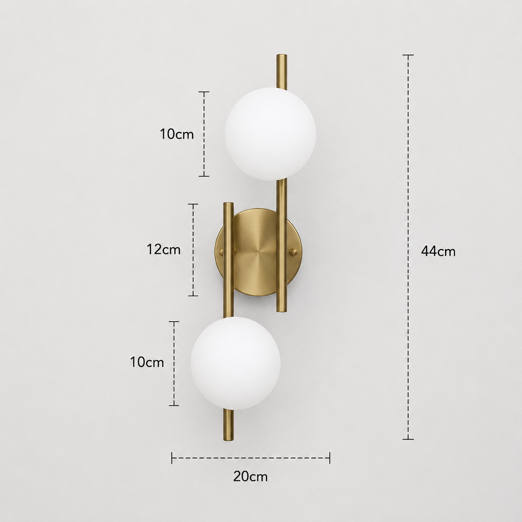 Glass Ball Wall Light - Gold Milky Bedside Sconce