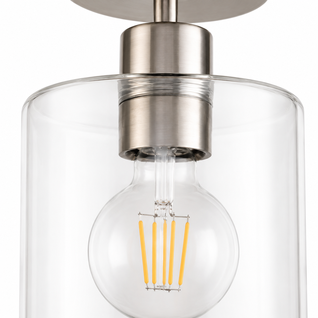 Glass Ceiling Light - Minimalist Flush Mount Cylinder