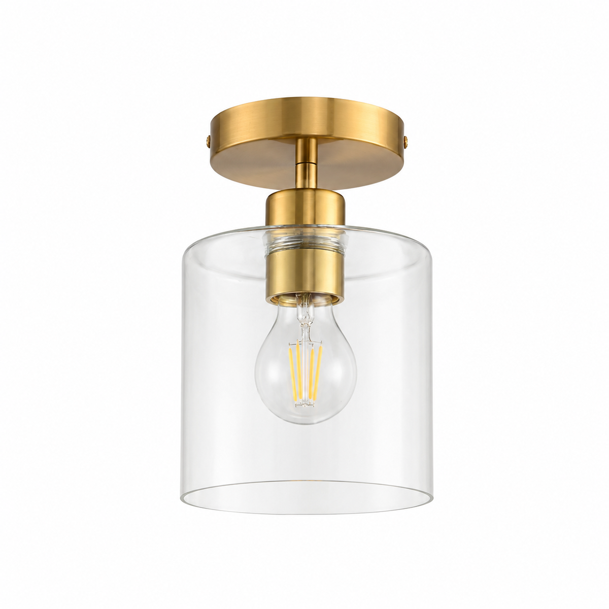 Glass Ceiling Light - Minimalist Flush Mount Cylinder