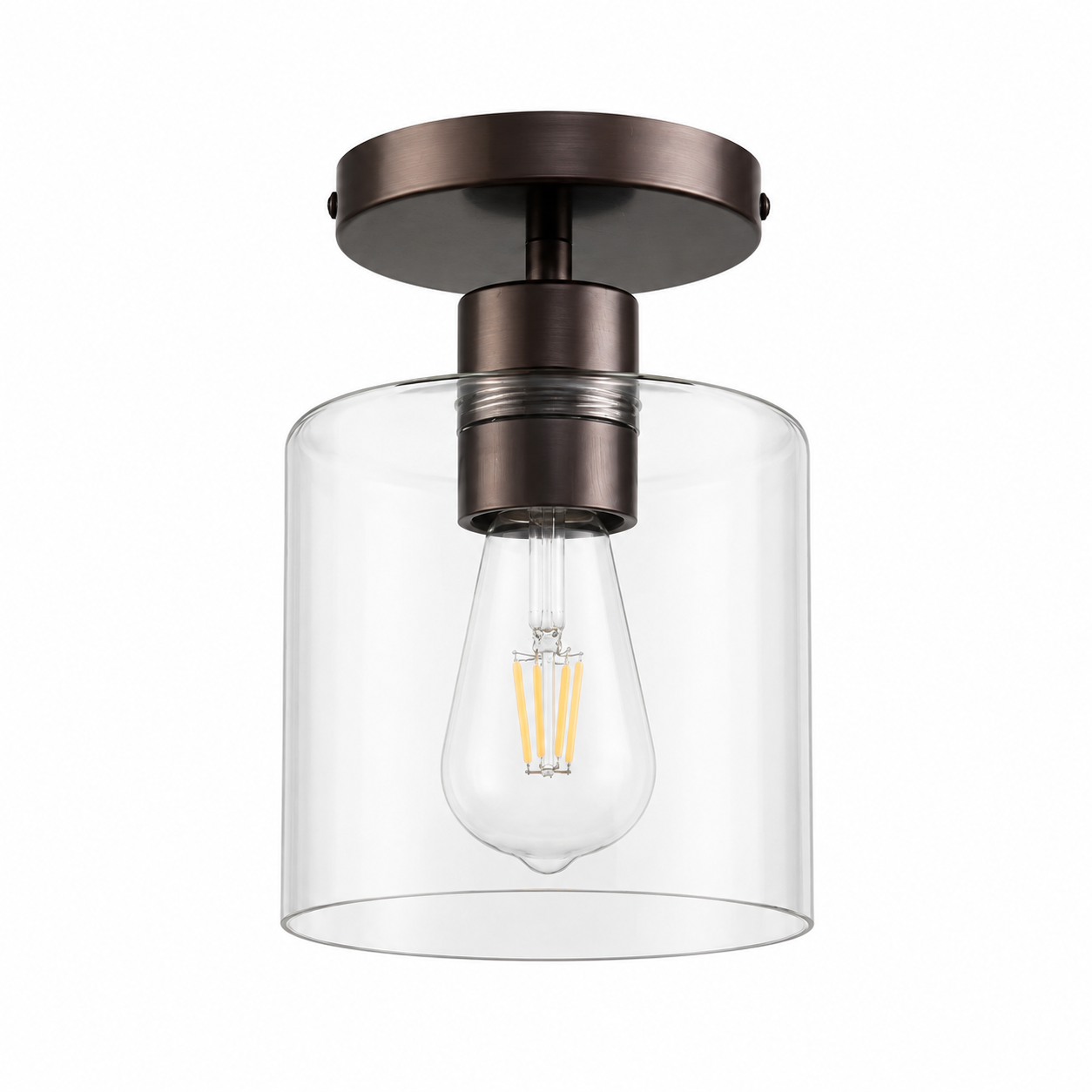 Glass Ceiling Light - Minimalist Flush Mount Cylinder