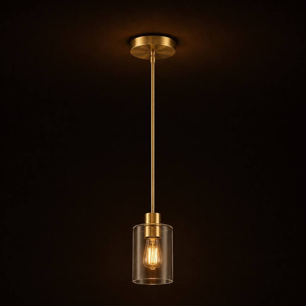 Glass Pendant Light - Minimalist Cylinder Shade