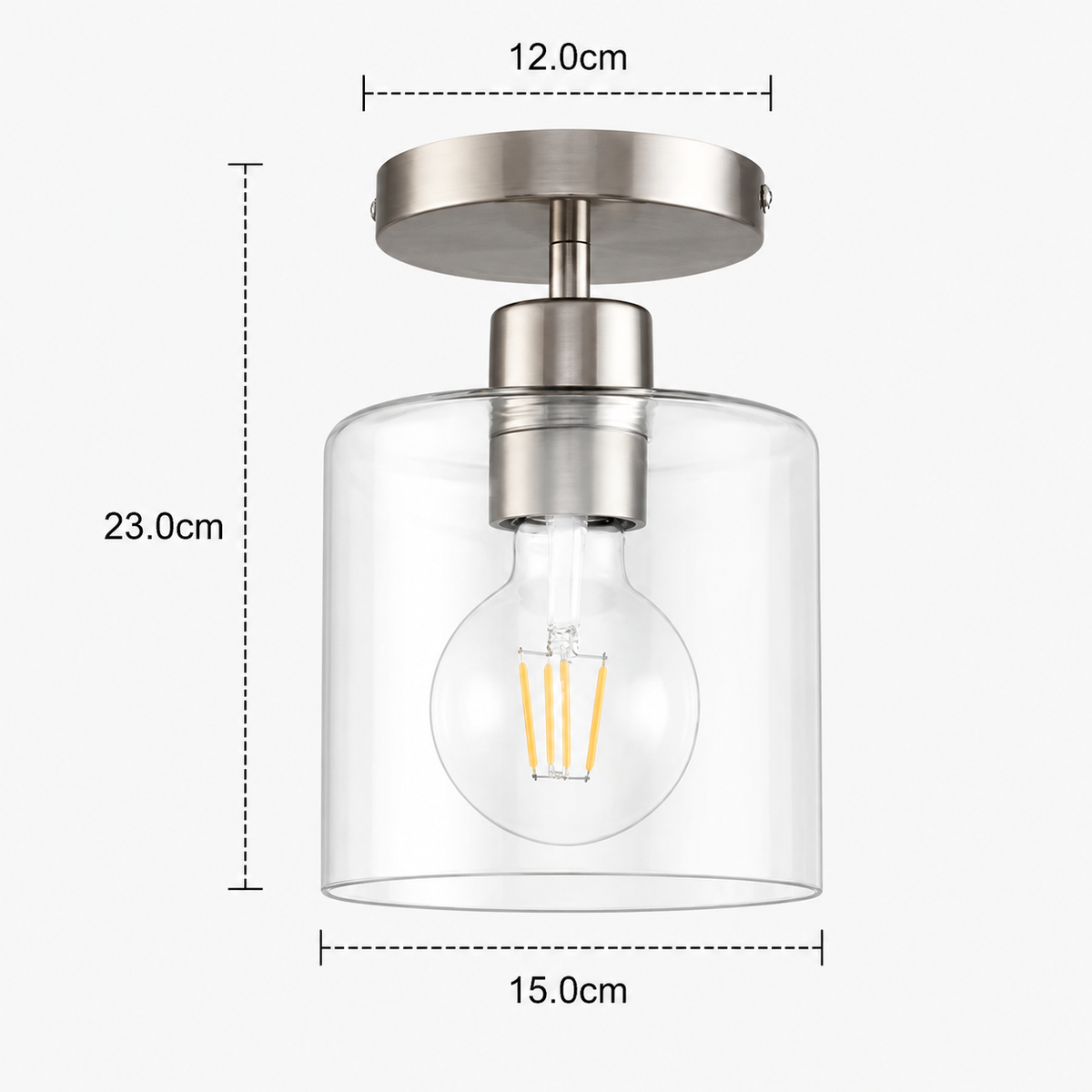 Glass Ceiling Light - Minimalist Flush Mount Cylinder