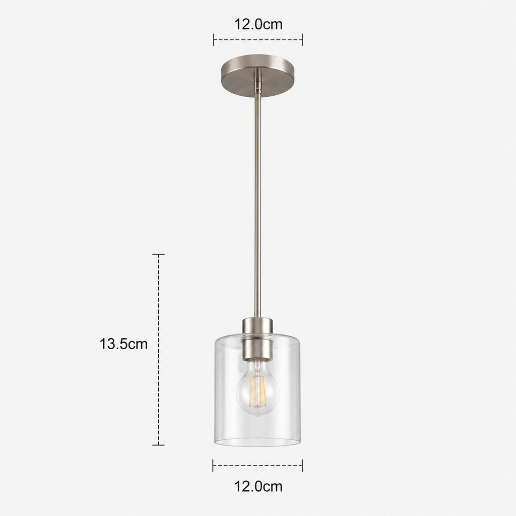 Glass Pendant Light - Minimalist Cylinder Shade