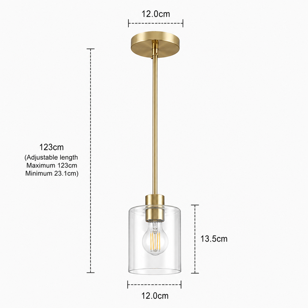 Glass Pendant Light - Minimalist Cylinder Shade