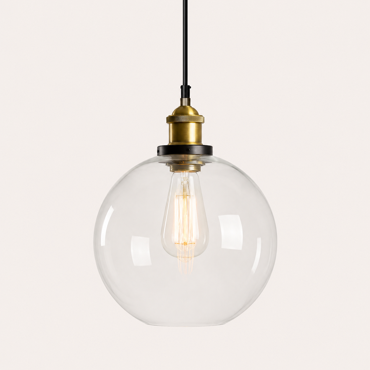 Industrial Glass Pendant Light - Vintage Globe Shade