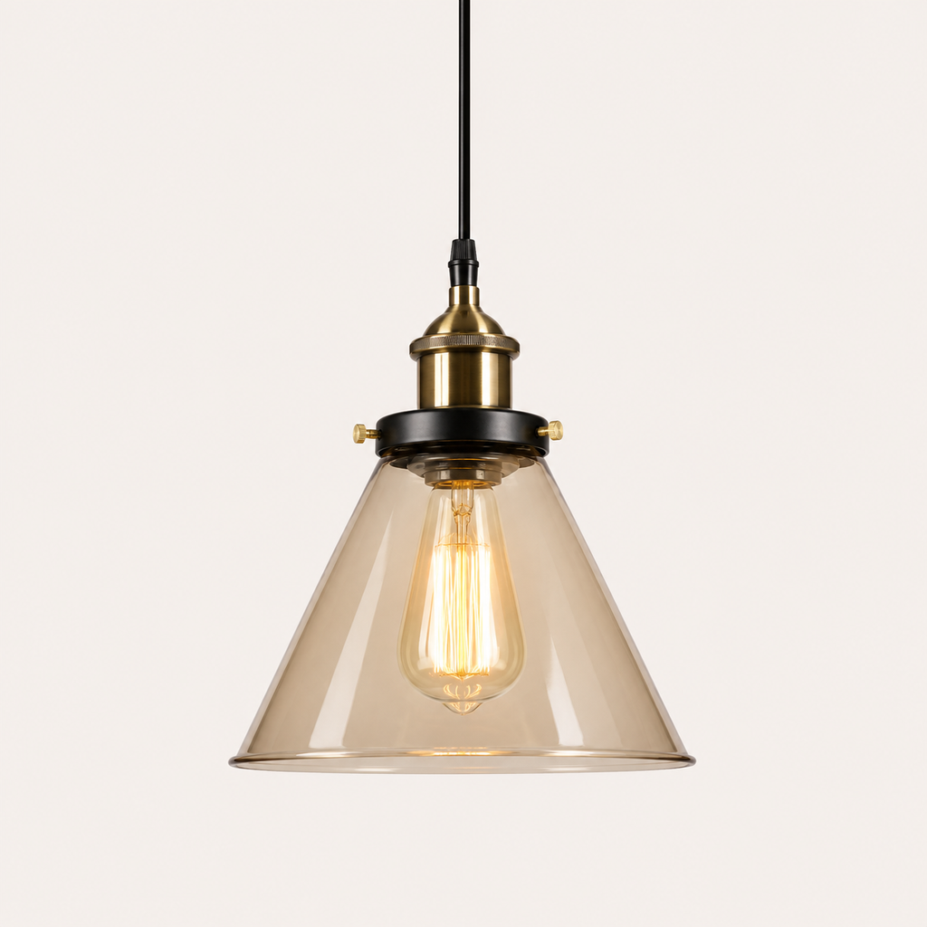 Industrial Glass Pendant Light - Vintage Flared Shade